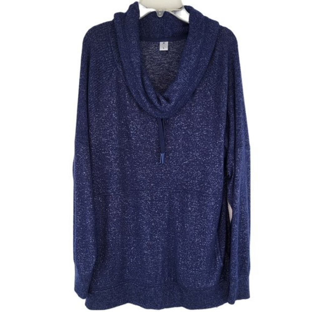 Members Mark Favorite Lounge Top Pullover Cowl‎ Neck Womens Large Blue Sweater